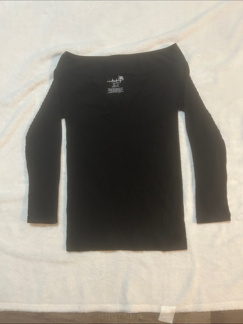 Free People Intimately Top Black Off-Shoulder Long Sleeve Size Medium/Large